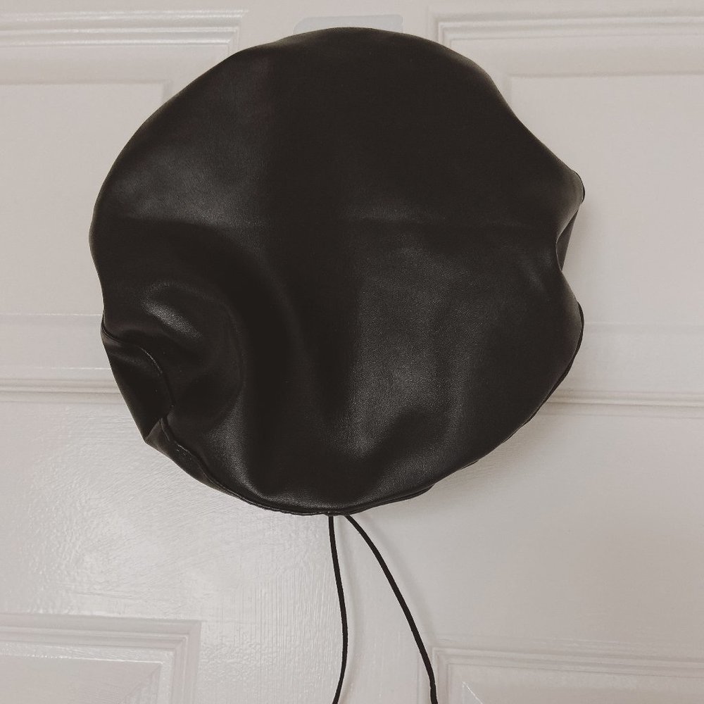 Black Faux Leather Beret (OS)